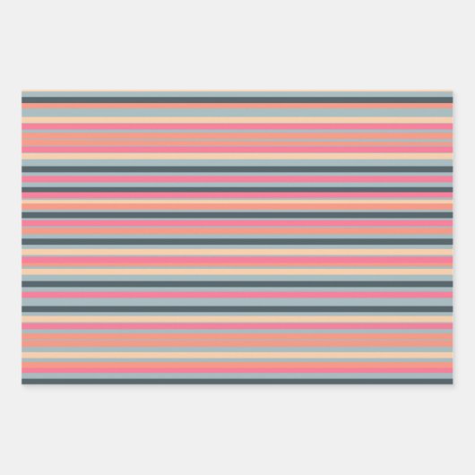 Retro Waves and Stripes Pink Apricot Blue Geschenkpapier Set (Vorderseite 2)