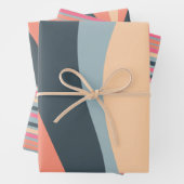 Retro Waves and Stripes Pink Apricot Blue Geschenkpapier Set (Beispiel)