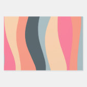 Retro Waves and Stripes Pink Apricot Blue Geschenkpapier Set (Vorderseite)