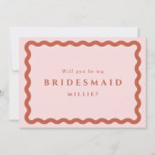 Retro Waves Blush & Terracotta Bridesmaid Vorschla Karte (Vorderseite)