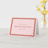 Retro Waves Blush & Terracotta Bridesmaid Vorschla Karte (Gelbe Blume)