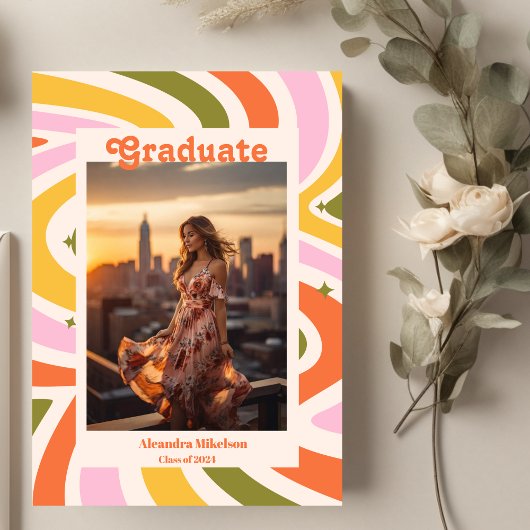 Retro Waves Farbiges Foto Abschluss Ankündigung