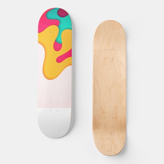 Retro Waves Farbschichten Skateboard (Vorderseite)