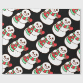 Retro Waving Snowman Wrapping Paper Geschenkpapier (Flach)