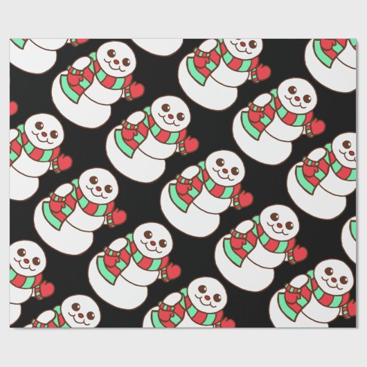 Retro Waving Snowman Wrapping Paper Geschenkpapier (Flach)