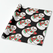 Retro Waving Snowman Wrapping Paper Geschenkpapier (Ungerollt)