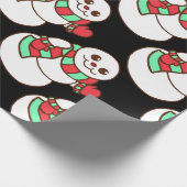 Retro Waving Snowman Wrapping Paper Geschenkpapier (Ecke)