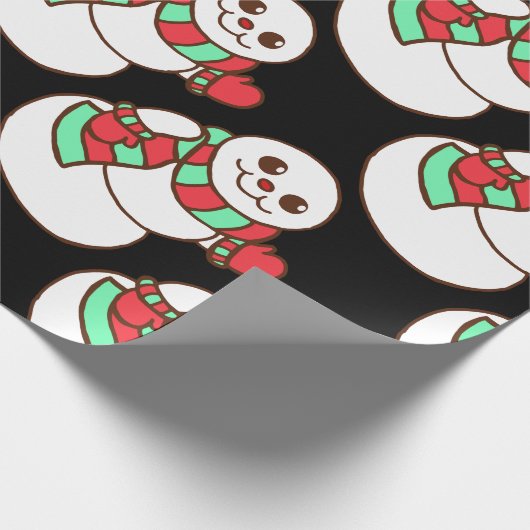 Retro Waving Snowman Wrapping Paper Geschenkpapier (Ecke)