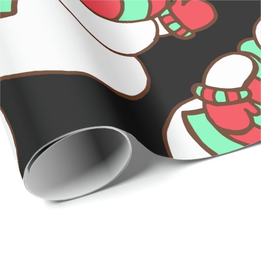 Retro Waving Snowman Wrapping Paper Geschenkpapier (Rolleneckpunkt)