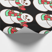 Retro Waving Snowman Wrapping Paper Geschenkpapier (Ecke)