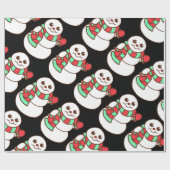 Retro Waving Snowman Wrapping Paper Geschenkpapier (Flach)