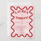 Retro Wavy 30. Party Einladungen (Vorderseite)