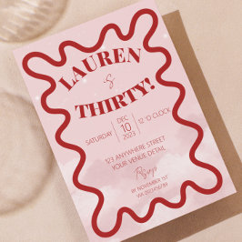 Retro Wavy 30. Party Einladungen