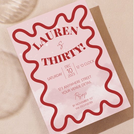 Retro Wavy 30. Party Einladungen