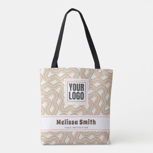 Retro Wavy Abstract Pattern Business Tasche (Rückseite)