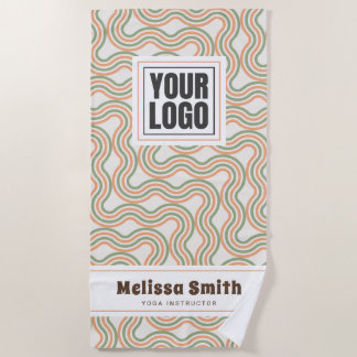 Retro Wavy Abstract Pattern Custom Beach Towel Strandtuch