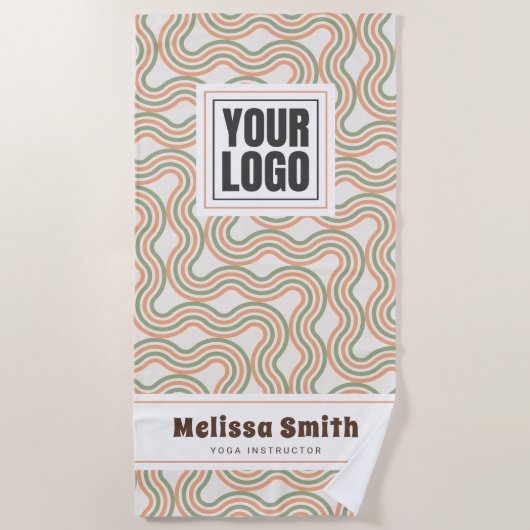 Retro Wavy Abstract Pattern Custom Beach Towel Strandtuch (Vorderseite)
