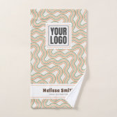 Retro Wavy Abstract Pattern Custom Hand Towel Handtuch (Handtuch)