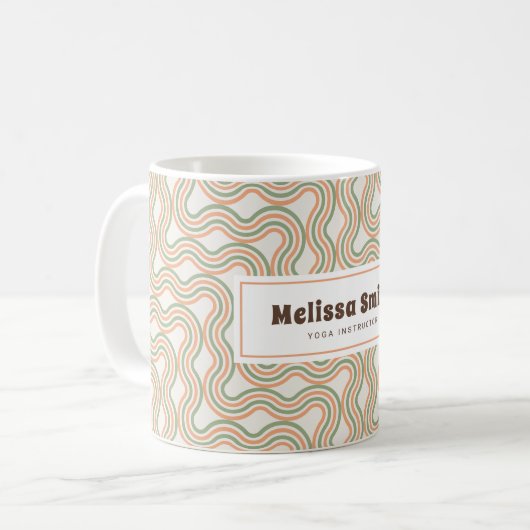 Retro Wavy Abstract Pattern Kaffeetasse (Vorderseite Links)
