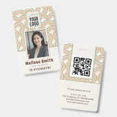 Retro Wavy Abstract Pattern Photo ID Badge Ausweis (Vorder- & Rückseite)