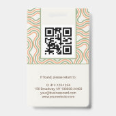 Retro Wavy Abstract Pattern Photo ID Badge Ausweis (Rückseite)