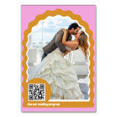 Retro Wavy Arch Pink & Gelb Paare Foto Tischnummer (Rückseite)