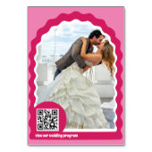 Retro Wavy Arch Pink & Magenta Paare Foto Tischnummer (Rückseite)
