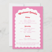 Retro Wavy Arch Pink und Red Bachelorette Wochenen Einladung (Rückseite)