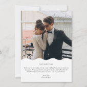 Retro Wavy Black and White Foto W Note Wedding Dankeskarte (Rückseite)