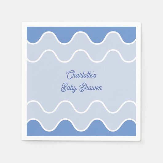 Retro Wavy Blue Curve Baby Dusche Serviette (Vorderseite)