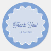 Retro Wavy Blue Curve Border Vielen Dank Runder Aufkleber (Vorderseite)