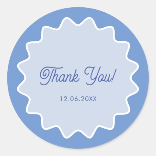 Retro Wavy Blue Curve Border Vielen Dank Runder Aufkleber (Vorderseite)