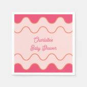 Retro Wavy Border Pink Curve Baby Dusche Serviette (Vorderseite)