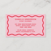 Retro Wavy Border Pink und Red Script Girl Visitenkarte (Rückseite)