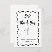 Retro Wavy Brautparty Danke Karte - Martini (Vorne/Hinten)