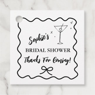 Retro Wavy Brautparty Favor Tags Martini Glass Geschenkanhänger