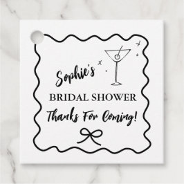 Retro Wavy Brautparty Favor Tags Martini Glass Geschenkanhänger