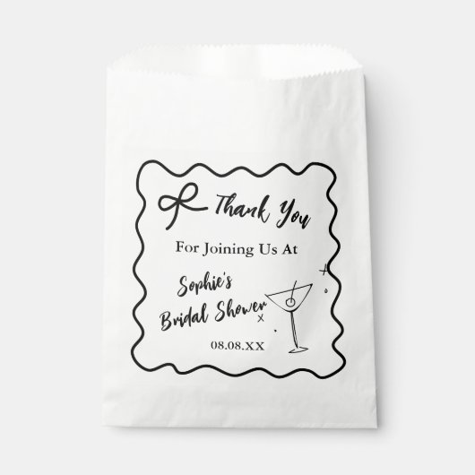 Retro Wavy Brautparty Fevor Bag - Martini-Glas Geschenktütchen (Vorderseite)