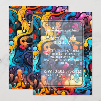 Retro Wavy Chaotic Print Geburtstagsparty Einladung