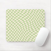 Retro Wavy Checkered Pattern Green Ästhetik Mousepad (Mit Mouse)