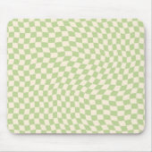 Retro Wavy Checkered Pattern Green Ästhetik Mousepad (Vorne)