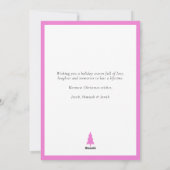 Retro Wavy Checkered Pink Yellow Foto Weihnachten (Rückseite)