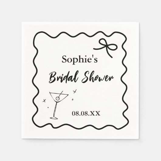 Retro Wavy Cocktail Napkins - Martini-Glas Serviette (Vorderseite)