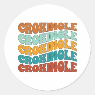 Retro Wavy Crokinole Lover Runder Aufkleber