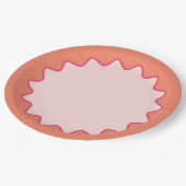 Retro Wavy Curve Border Blush Pink Peach Pappteller (Schrägansicht)