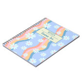 Retro Wavy Daisy Blume Personalisiert mit Name Notizblock (Linke Seite)