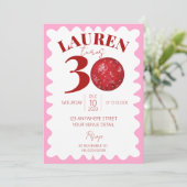 Retro Wavy Disco 30. Party Einladungen (Stehend Vorderseite)