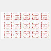 Retro, Wavy Edge Dark Red Wedding der 50er Jahre Etiketten (Blatt)