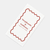 Retro, Wavy Edge Dark Red Wedding der 50er Jahre Serviette (Ecke)