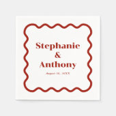 Retro, Wavy Edge Dark Red Wedding der 50er Jahre Serviette (Vorderseite)